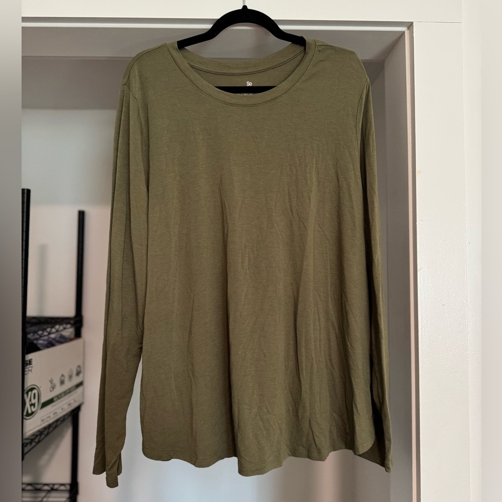 SO Favorite Crew Long Sleeve Tee Olive Green 2X